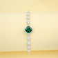 S925 Sterling Silver Lab Emerald Pave Bracelet, Vintage - Photo 3