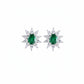 925 Sterling Silver Lab Emerald Sunflower Stud Earrings, Vintage - Photo 1