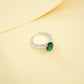 925 Sterling Silver Lab Emerald Oval Four-Prong Ring, Premium - Photo 2