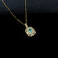 Vintage 925 Silver Emerald Necklace, Full Diamond Halo - Photo 3
