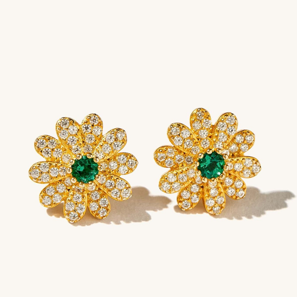 Lab Emerald Earrings 925 Silver Setting - Photo 2
