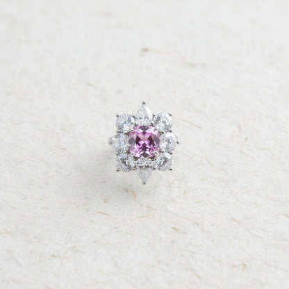 S925 Sterling Silver Lab Padparadscha Pink Sapphire Ring, Vintage Premium for Women - Photo 5
