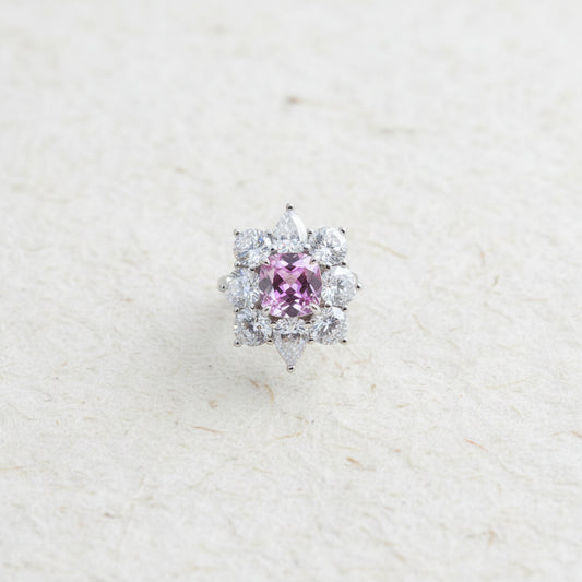 S925 Sterling Silver Lab Padparadscha Pink Sapphire Ring, Vintage Premium for Women - Photo 5