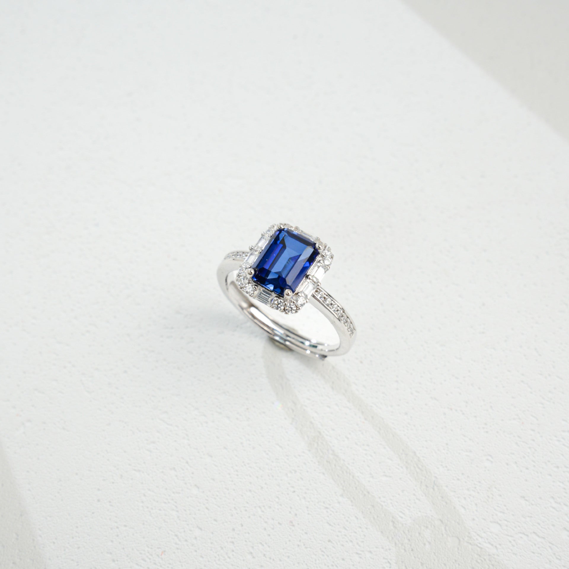 925 Sterling Silver Lab Sapphire Ring, Versatile Premium Gentle - Photo 5