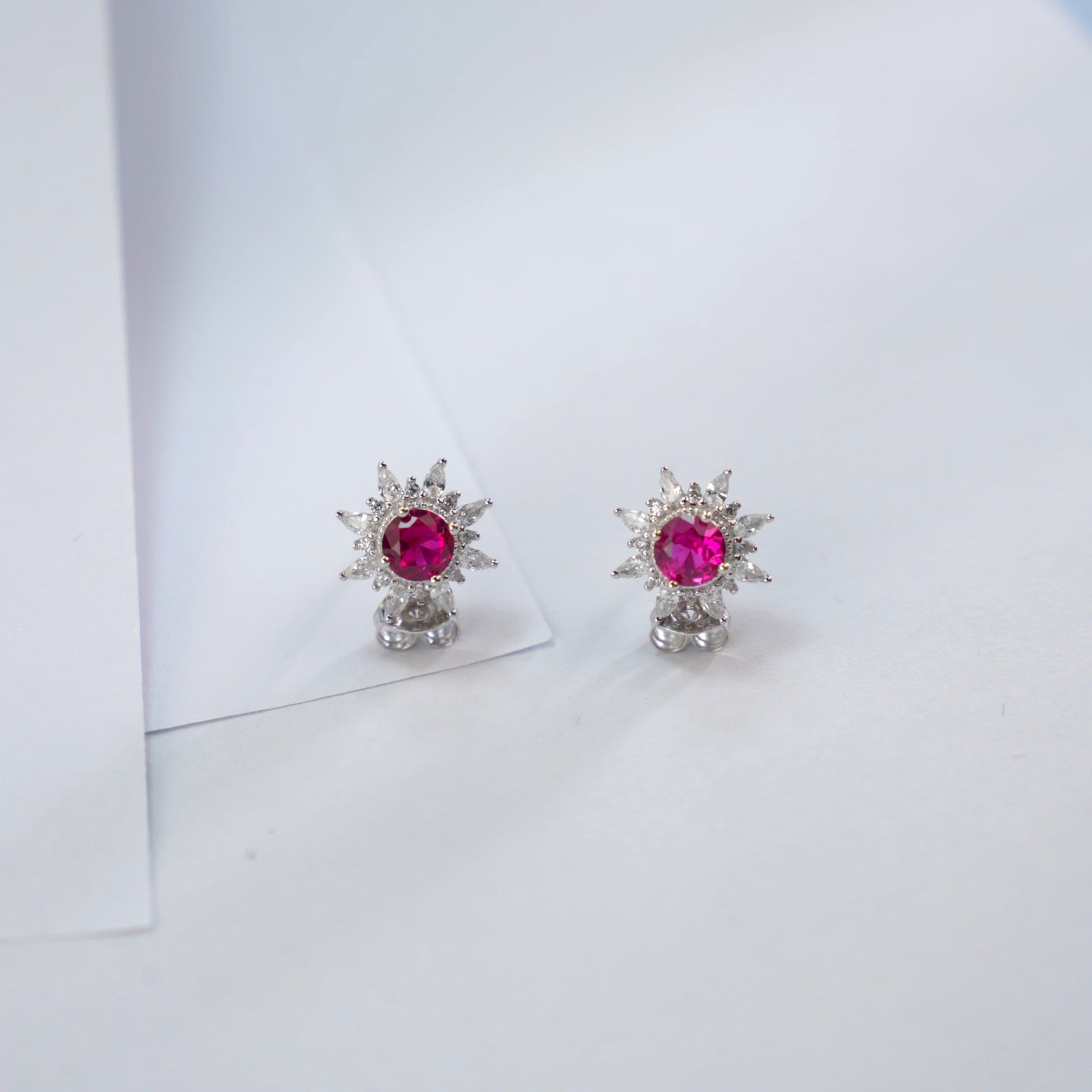 Lab Ruby Earrings S925 Sterling Silver Premium - Photo 4