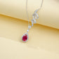 S925 Silver Twisted Diamond Chain Teardrop Lab Ruby Pendant Necklace - Photo 2