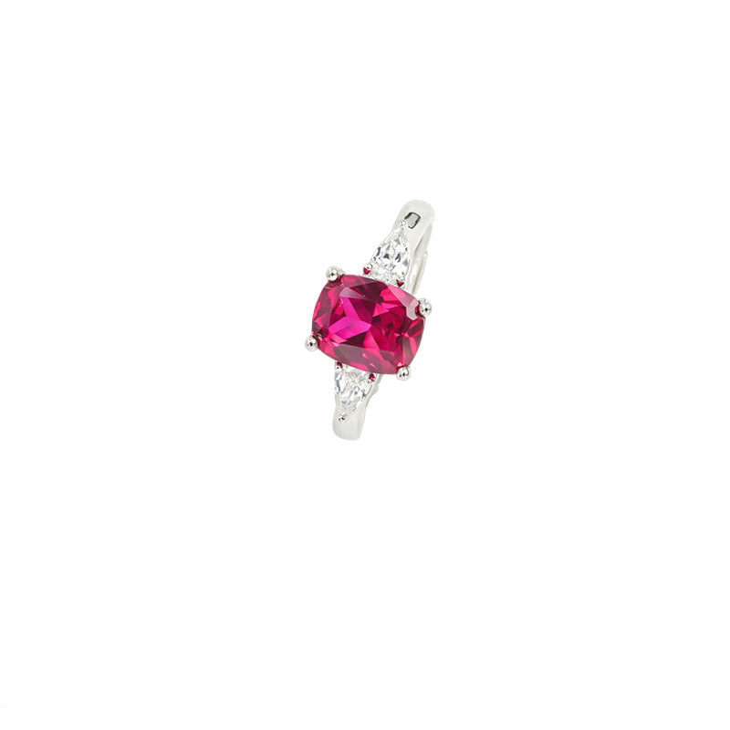S925 Sterling Silver Lab Pigeon Blood Ruby Ring for Women, French Vintage Elegant - Photo 1