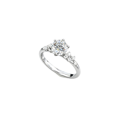 S925 Silver 6-Claw Lab Diamond Ring, Diamond Pave Proposal - Photo 5