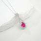 S925 Sterling Silver Lab Ruby Teardrop Necklace for Women, French - Photo 2