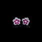 S925 Silver Lab Ruby Flower Stud Earrings, Luxurious Full Diamond - Photo 3