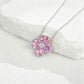 Fresh Four-Leaf Clover Padparadscha Pink Sapphire Pendant Necklace, Girly Valentines Birthday - Photo 3