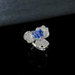 S925 Sterling Silver Lab Sapphire Flower Pave Ring, Premium Jewellery - Photo 3