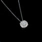 S925 Sterling Silver Lab Diamond Square Halo Choker Necklace, Minimalist Premium - Photo 3