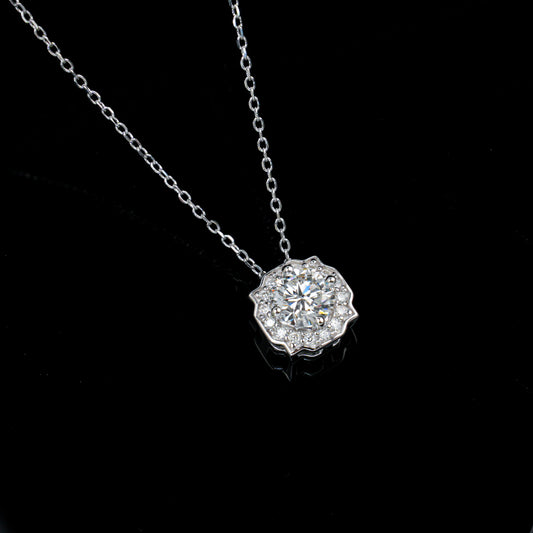 S925 Sterling Silver Lab Diamond Square Halo Choker Necklace, Minimalist Premium - Photo 3