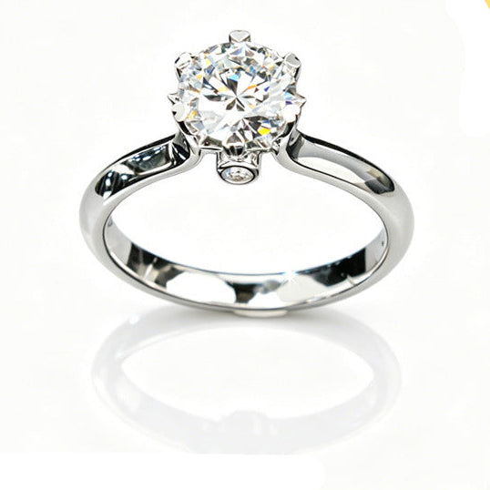 925 Sterling Silver Lab Diamond Six-Prong Ring, Premium for Women - Photo 1