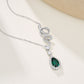 S925 Silver Snake Full Diamond Chain Teardrop Lab Emerald Halo Necklace, Premium Evening Jewellery - Photo 2