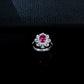 S925 Sterling Silver Lab Ruby Snowflake Open Ring - Photo 4