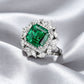 Lab Emerald 2-in-1 Ring 925 Silver, Vintage Style Jewellery - Photo 4
