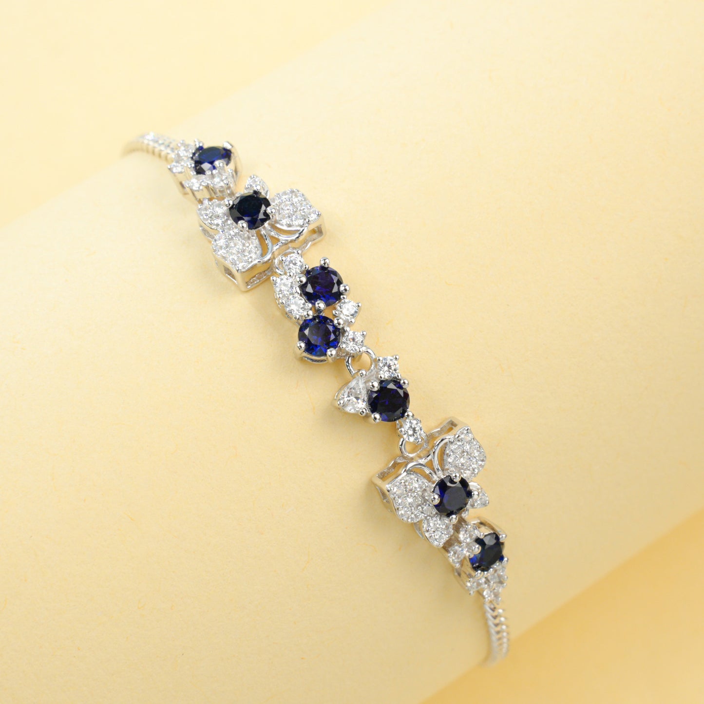 S925 Silver Flower-Leaf Sapphire Jewellery, Fresh Evening Wedding - Photo 2