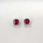 Lab Ruby S925 Silver Stud Earrings Sparkling Elegant Premium - Photo 2