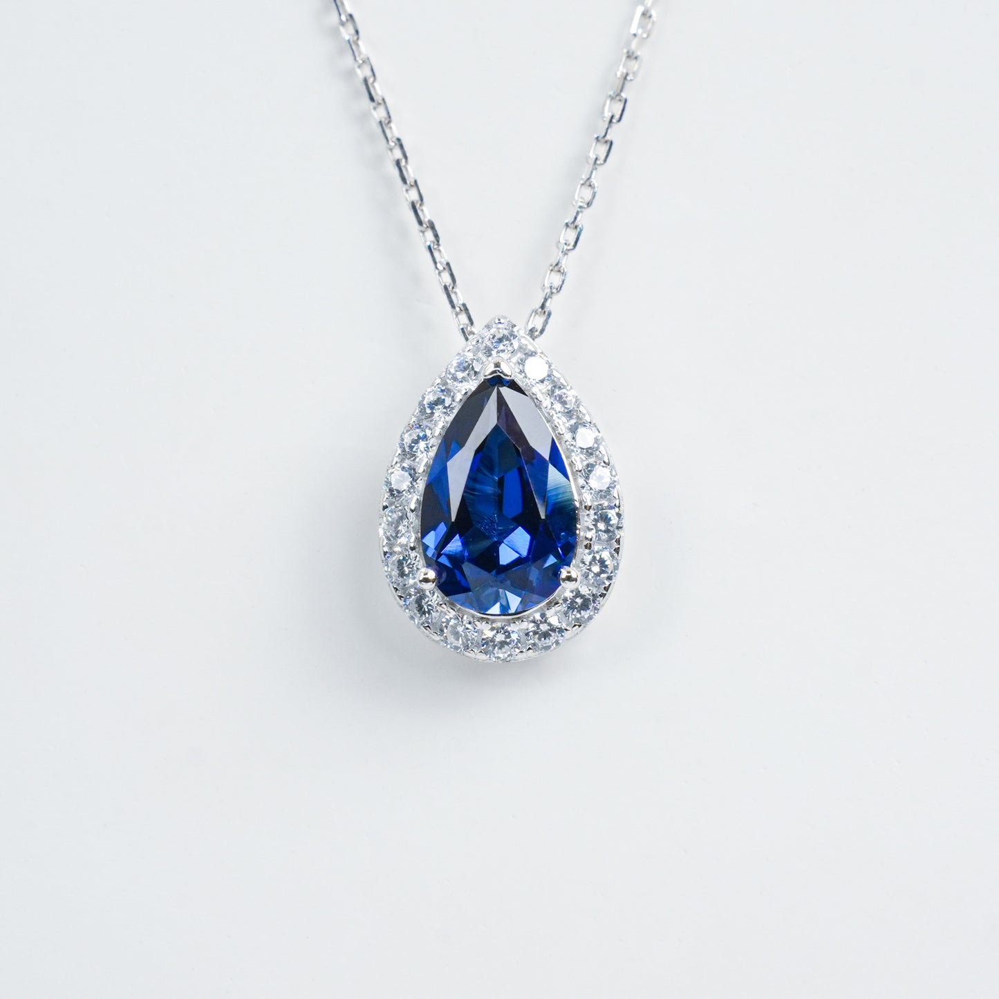 925 Sterling Silver Lab Sapphire Necklace for Women, Minimalist Premium Versatile - Photo 1
