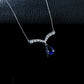 S925 Silver V-Shape Symmetric Pave Diamond Lab Sapphire Teardrop Pendant Necklace, Necklace Birthday Gift - Photo 3