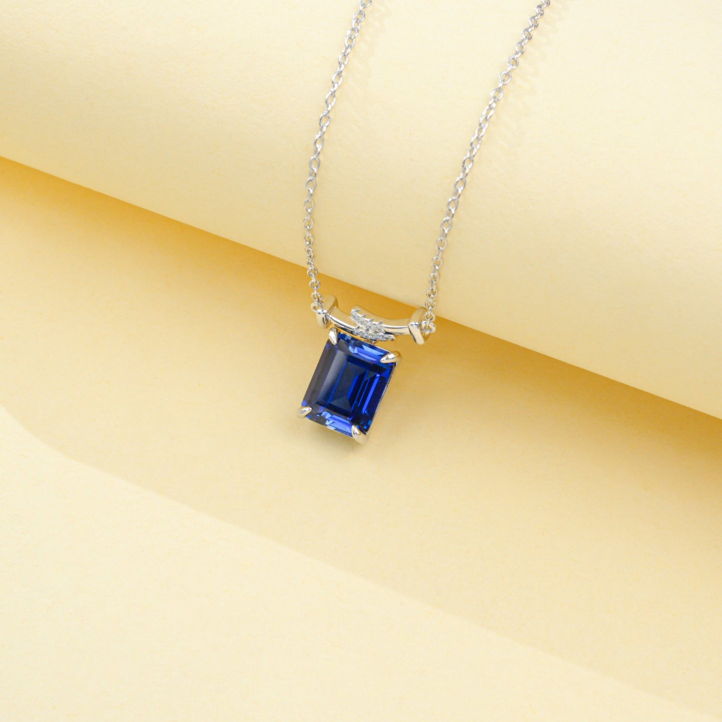 S925 Lab Sapphire Necklace, Elegant Premium - Photo 4