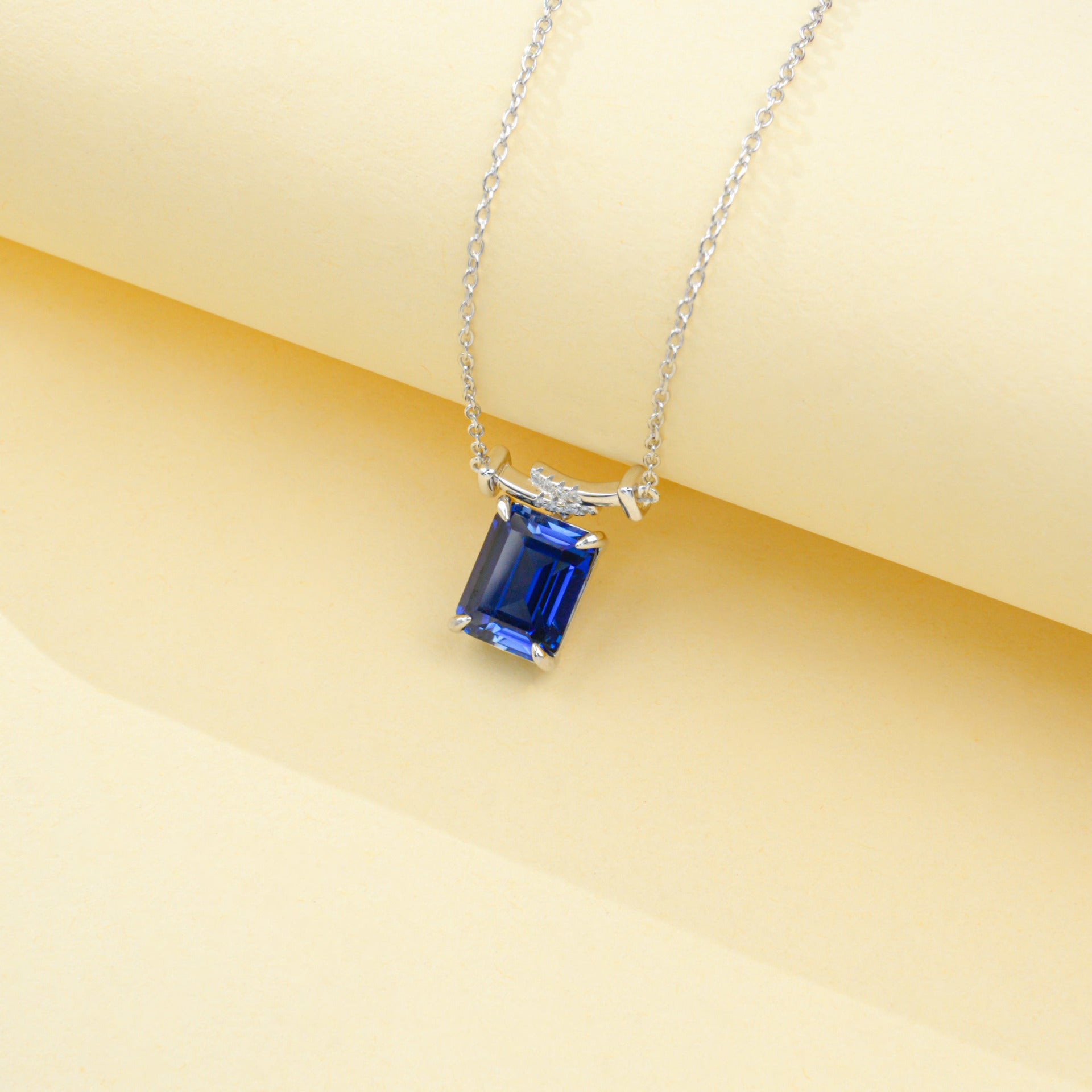 S925 Lab Sapphire Necklace, Elegant Premium - Photo 4