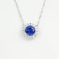 925 Sterling Silver Lab Sapphire Round Halo Pave Necklace, for Women - Photo 5