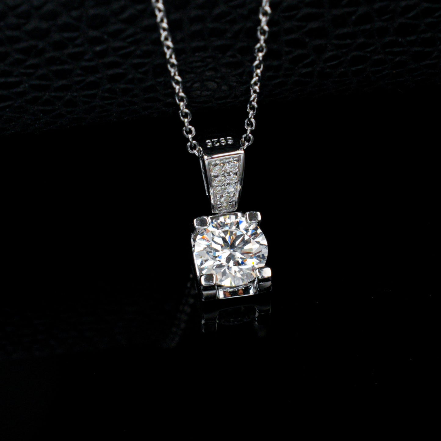 S925 Silver Melon Clasp 4-Claw Stone Necklace, Classic Simple Elegant - Photo 6