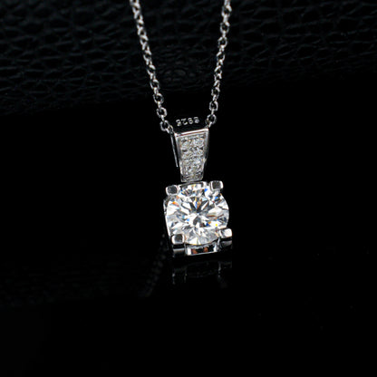 S925 Silver Melon Clasp 4-Claw Stone Necklace, Classic Simple Elegant - Photo 6