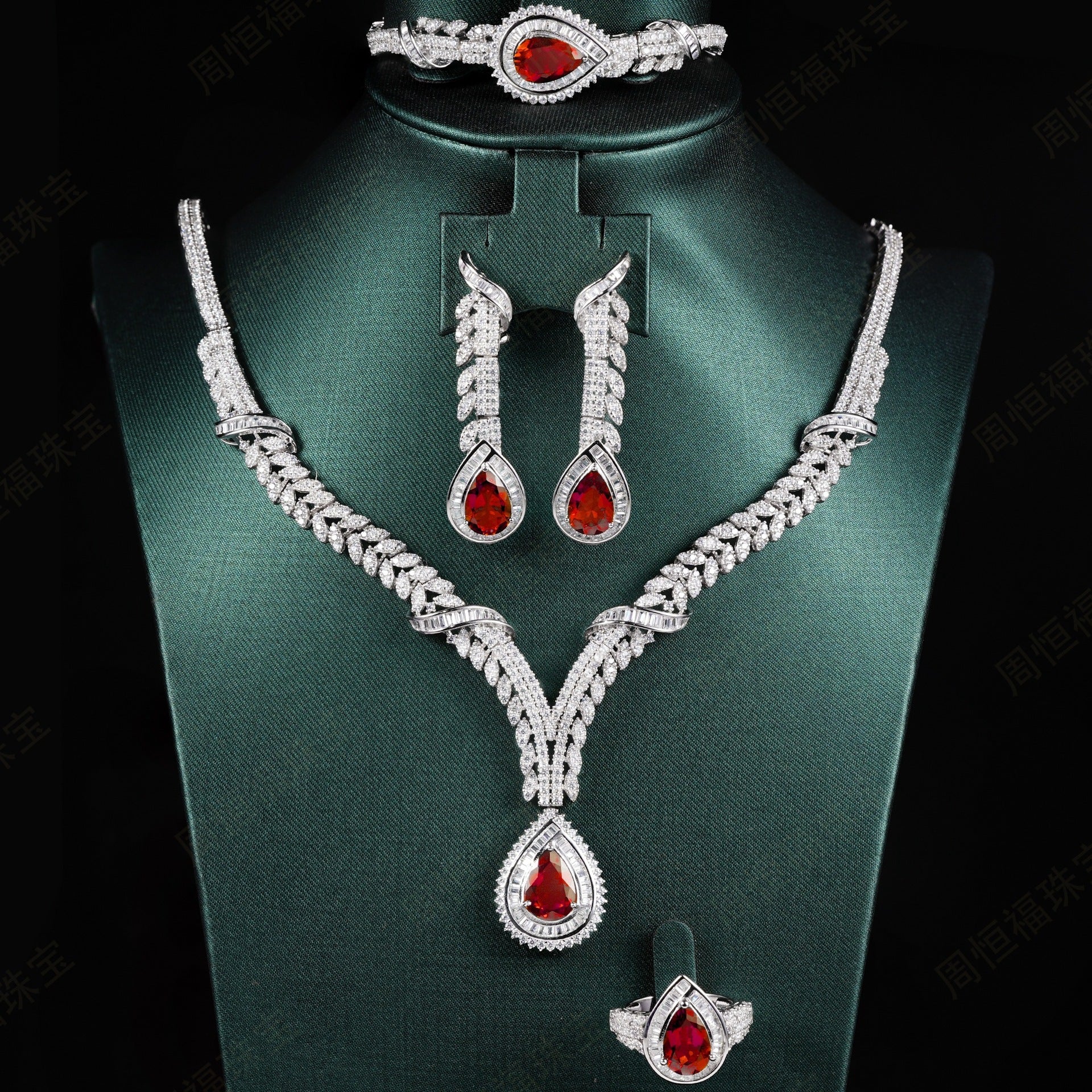 Lab Ruby Set 925 Sterling Silver Keel Stud Earrings, Long Teardrop Vintage - Photo 2