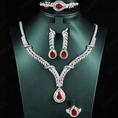 Lab Ruby Set 925 Sterling Silver Keel Stud Earrings, Long Teardrop Vintage - Photo 2