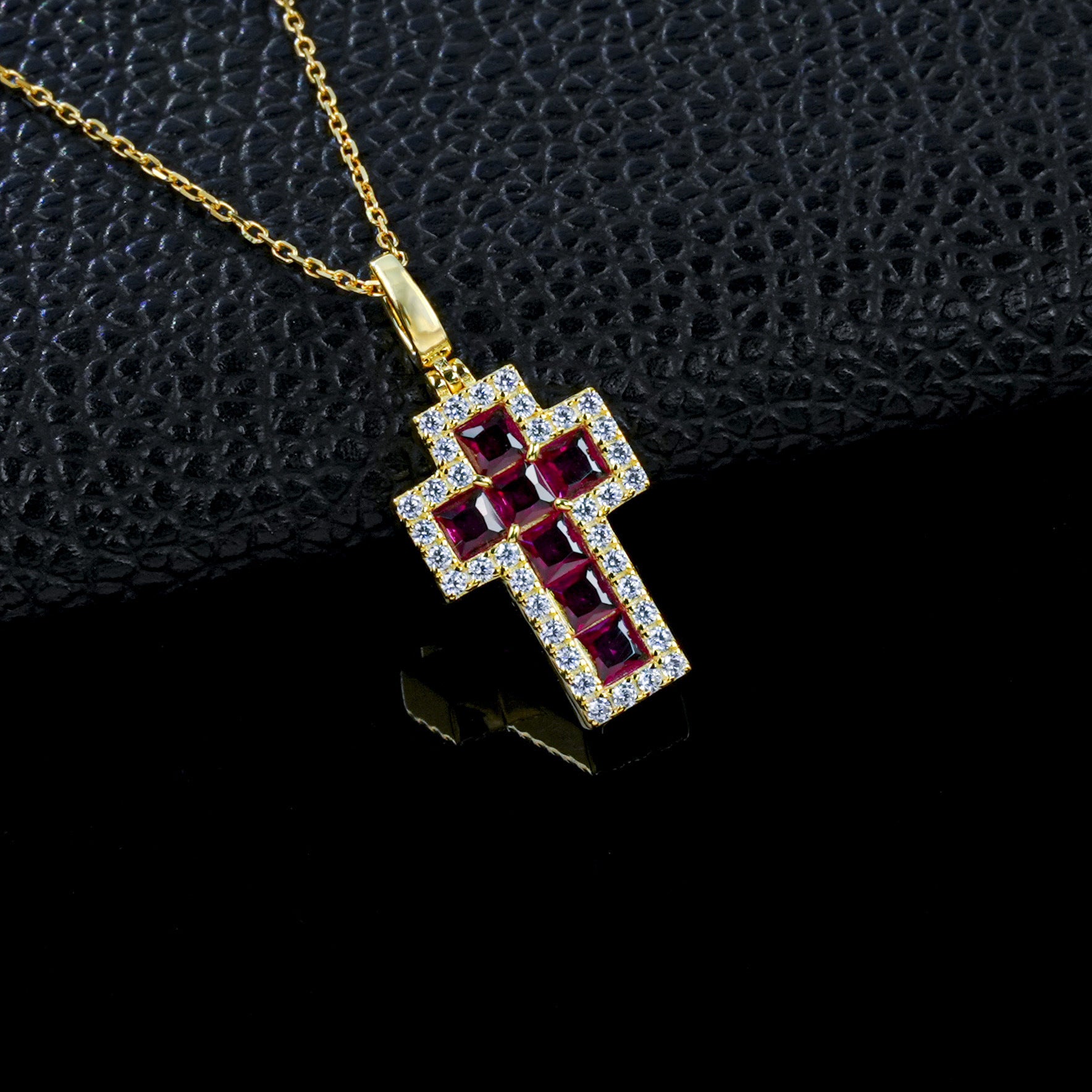 S925 Silver Lab Ruby Pendant, Diamond Halo Vintage - Photo 2