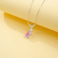 S925 Sterling Silver Lab Padparadscha Teardrop V-Shape Pave Pendant Necklace, Date for Women - Photo 3