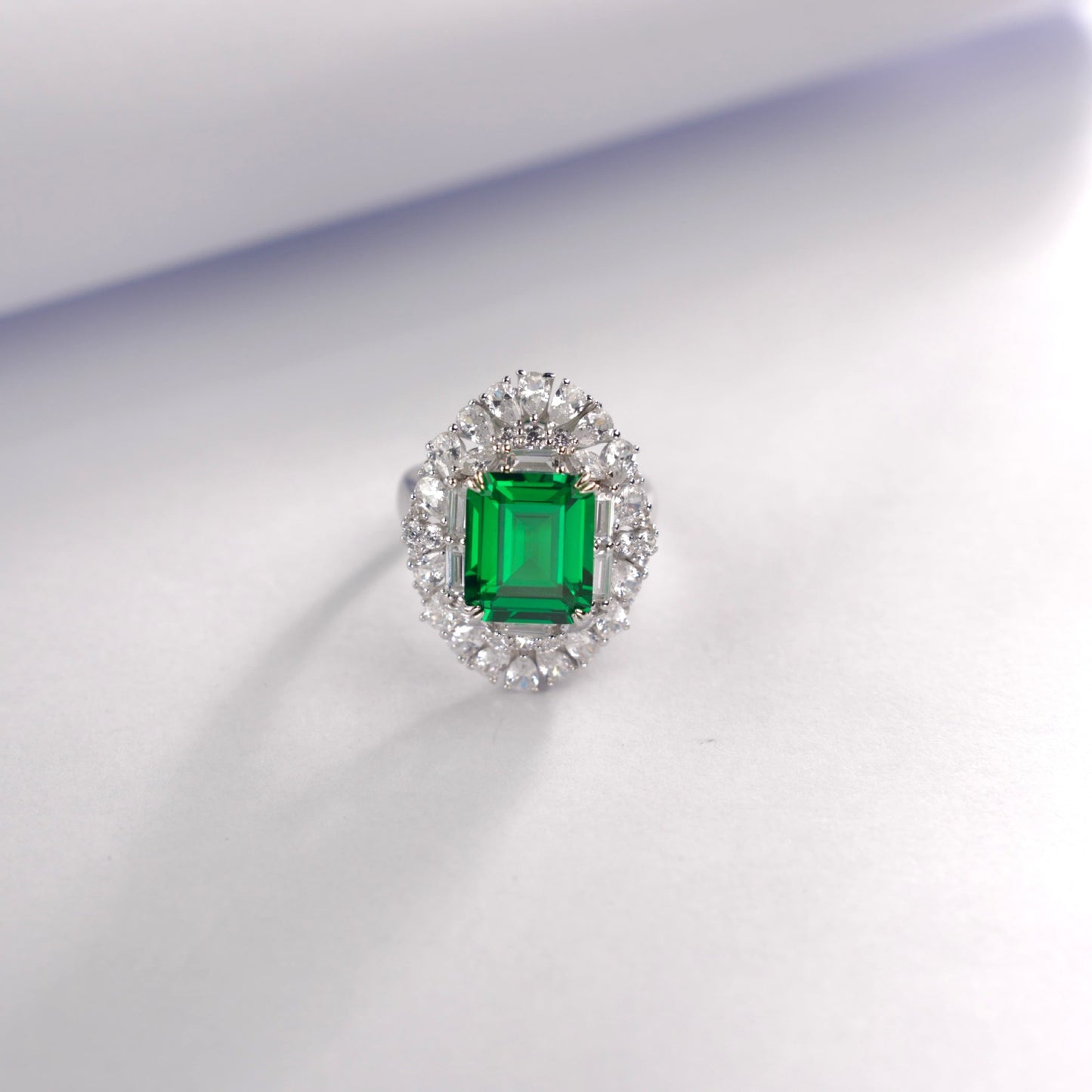 S925 Sterling Silver Lab Emerald Ring, Premium Anniversary Birthday - Photo 5