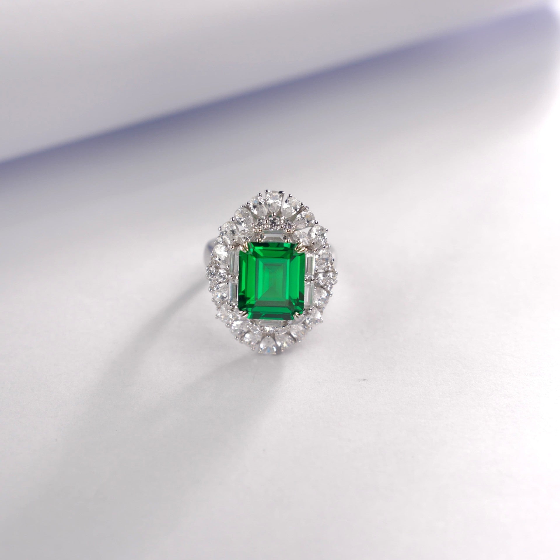 S925 Sterling Silver Lab Emerald Ring, Premium Anniversary Birthday - Photo 5
