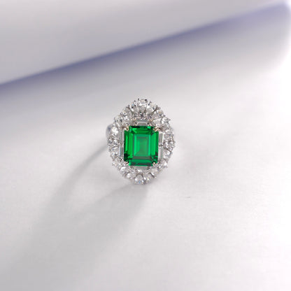 S925 Sterling Silver Lab Emerald Ring, Premium Anniversary Birthday - Photo 5