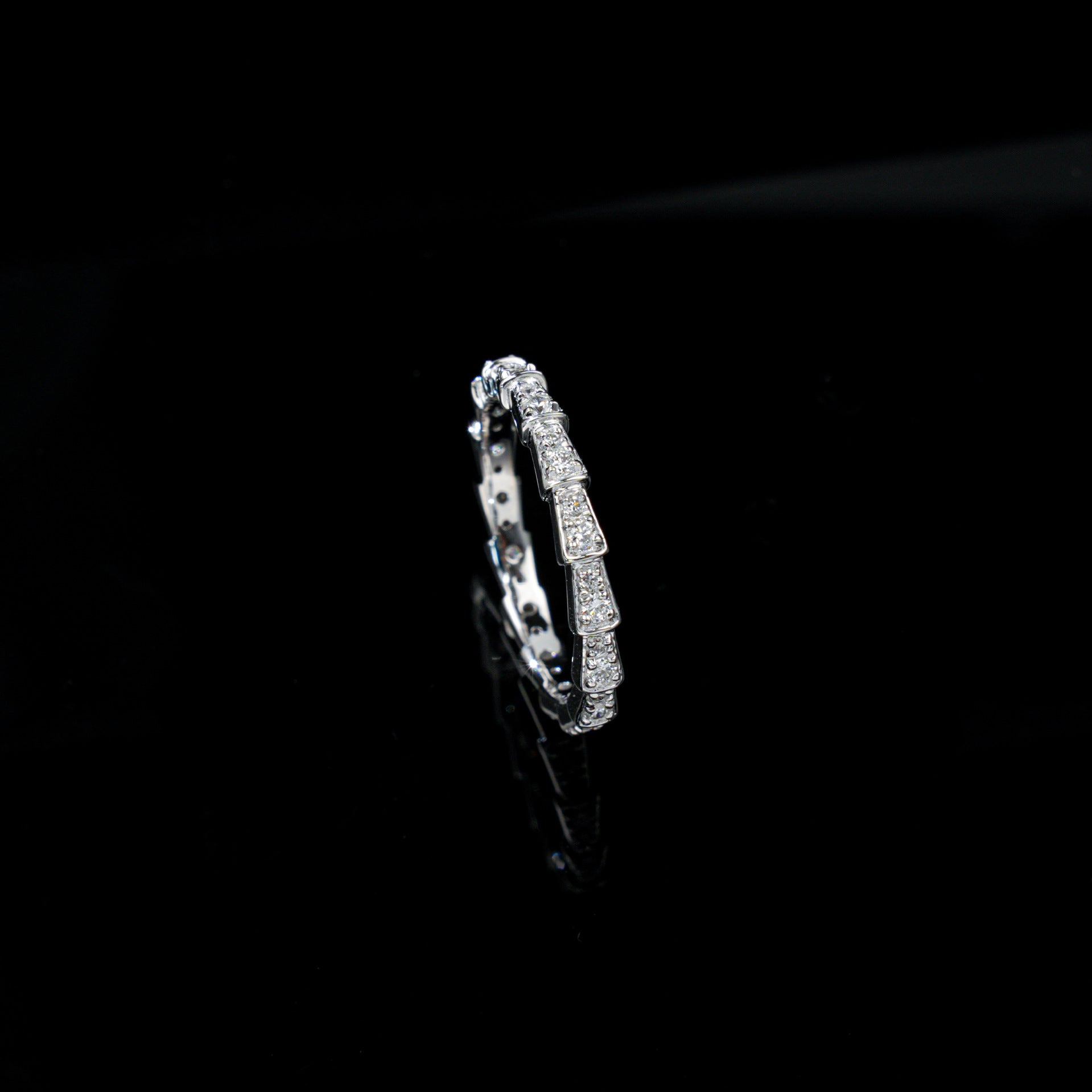 S925 Sterling Silver Snake Pave Closed Ring, Premium Versatile - Photo 3