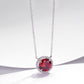 Round Pigeon Blood Ruby Pendant Necklace S925 Silver Diamond - Photo 2