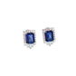 S925 Sterling Silver Lab Sapphire Earrings, Simple Women's Rectangle - Photo 1