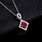 S925 Sterling Silver Lab Pigeon Blood Ruby Round Halo Pendant Choker, Premium Elegant - Photo 3