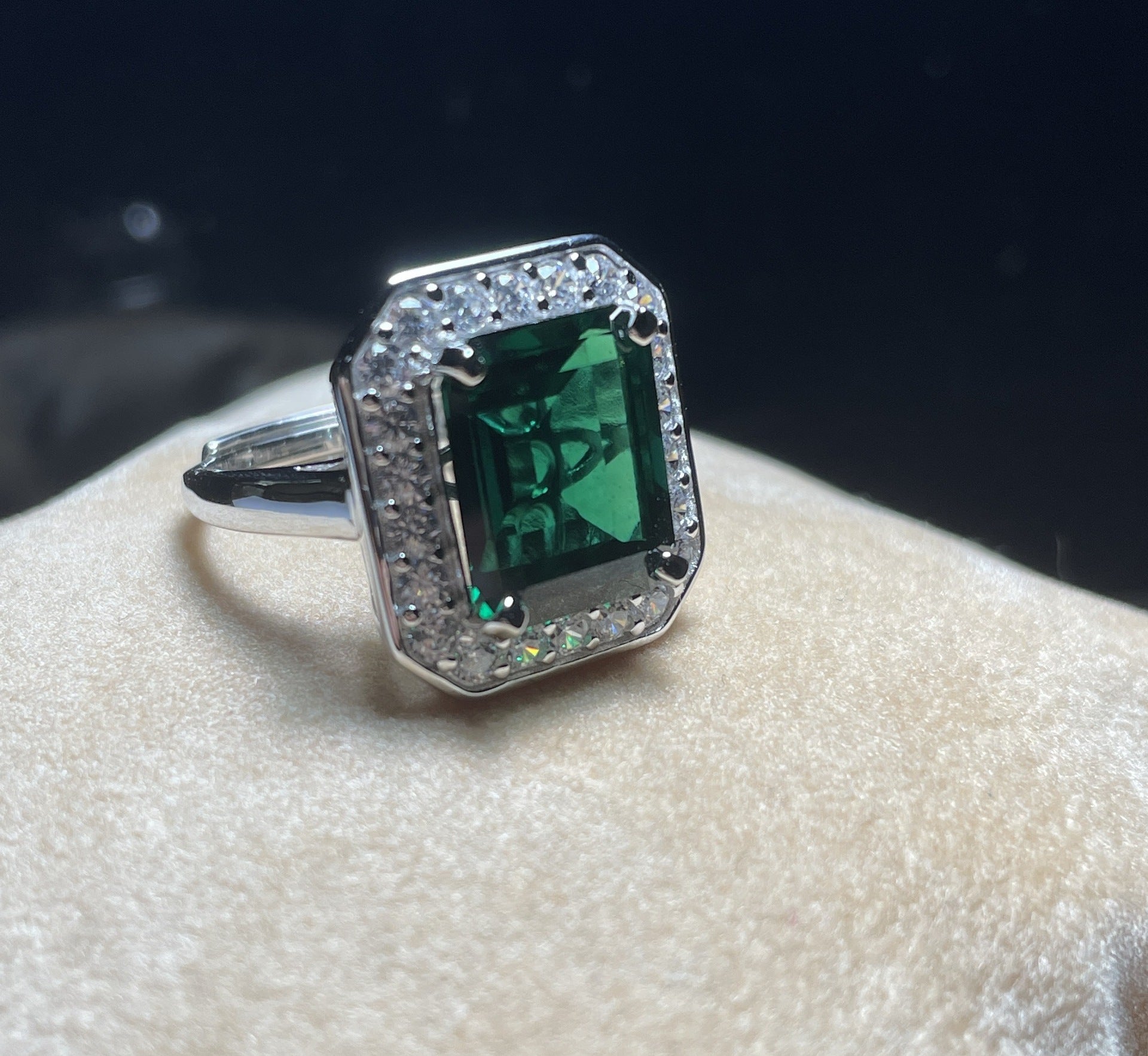 Lab Emerald 925 Silver Ring for Women, Luxurious Premium Vintage - Photo 6