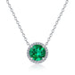 S925 Silver Round Diamond Halo Lab Emerald Pendant Necklace, Premium Holiday Gift - Photo 5