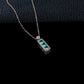 S925 Silver Rose Gold Step-Cut Lab Paraiba Tsavorite Pendant, Single Diamond Accent - Photo 3