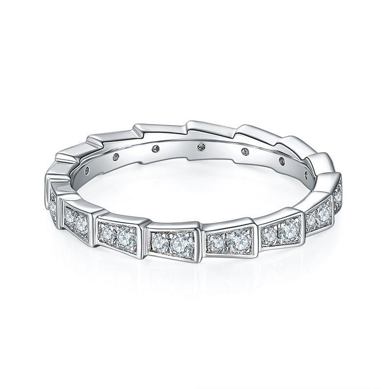S925 Sterling Silver Snake Pave Closed Ring, Premium Versatile - Photo 5