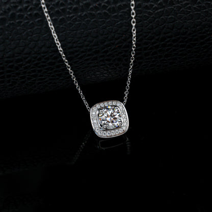 S925 Silver Rounded Square Frame 4-Claw Setting Stone, Glossy Versatile - Photo 2