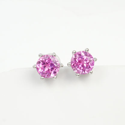 S925 Sterling Silver Lab Padparadscha Pink Sapphire Earrings, Vintage Premium for Women - Photo 5