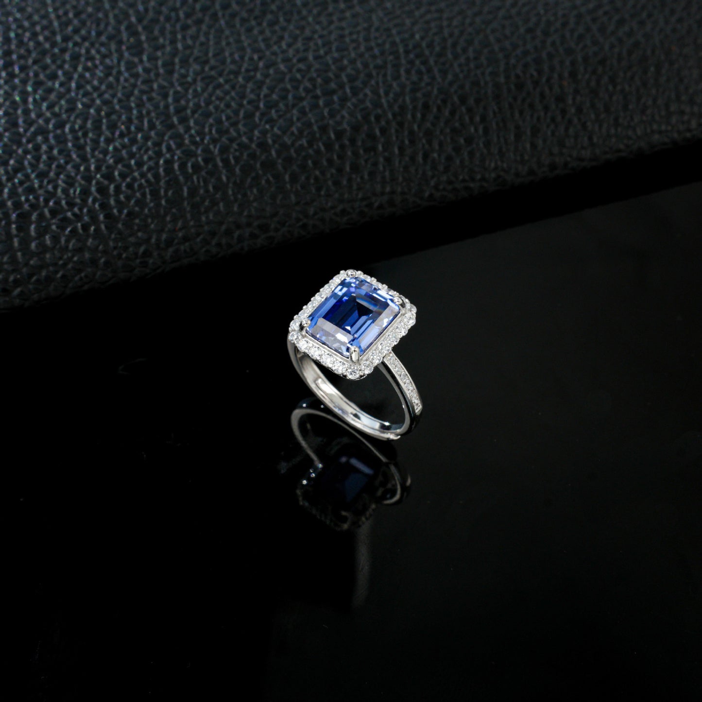 S925 Silver Lab Cornflower Sapphire Cut Halo, Versatile Women's Ring - Photo 2