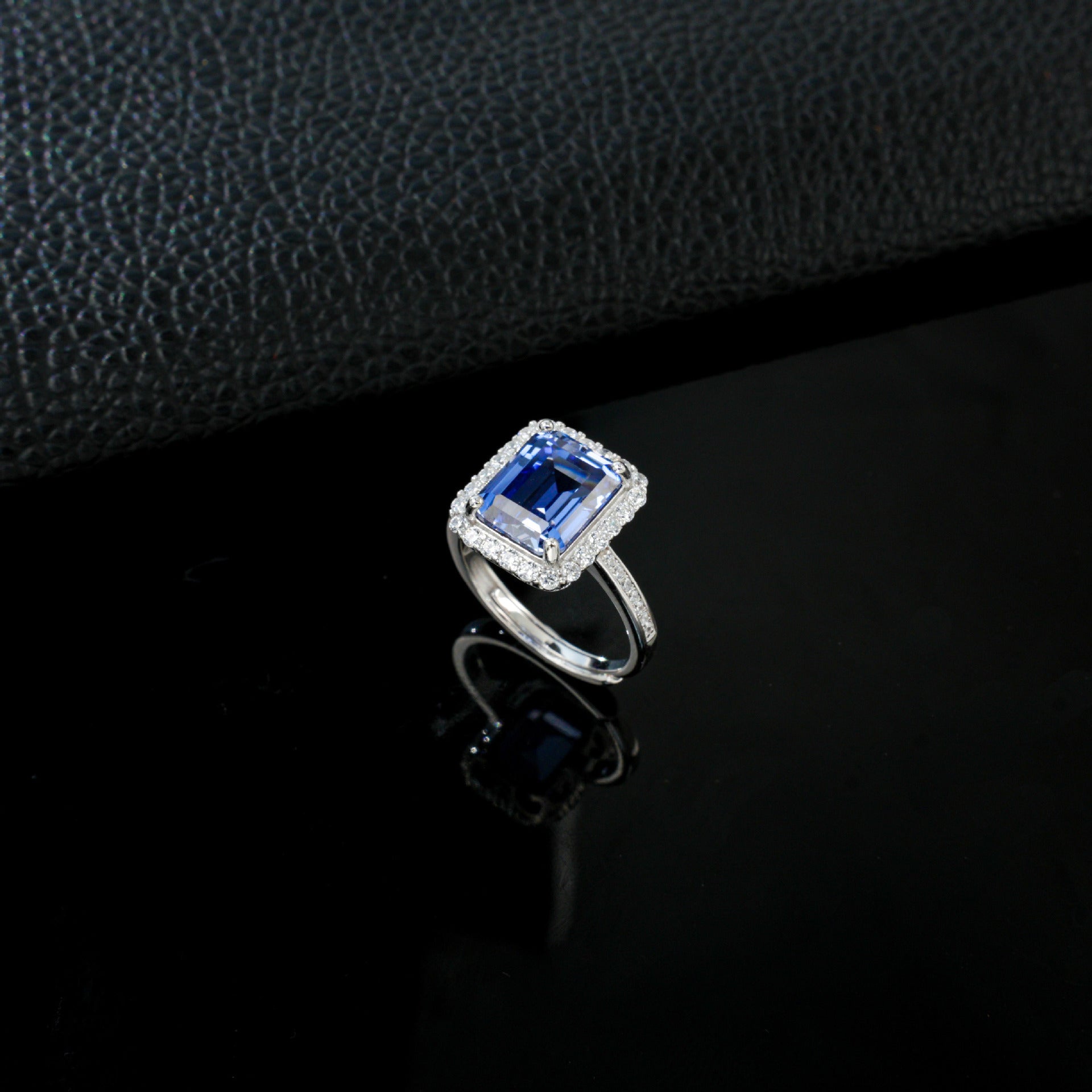 S925 Silver Lab Cornflower Sapphire Cut Halo, Versatile Women's Ring - Photo 2